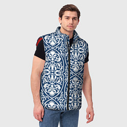 Мужской жилет Геометрический узор арабеска бело-синий, цвет: 3D-красный — фото 2