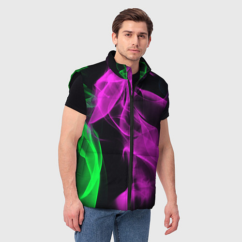 Мужской жилет Неоновый огненный дым / 3D-Черный – фото 3