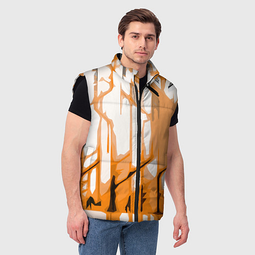 Мужской жилет Оранжевые полосы на белом фоне / 3D-Черный – фото 3