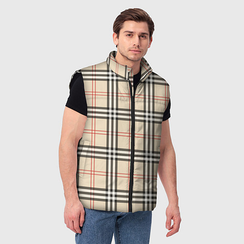 Мужской жилет Стильная клетка - шотландка / 3D-Черный – фото 3