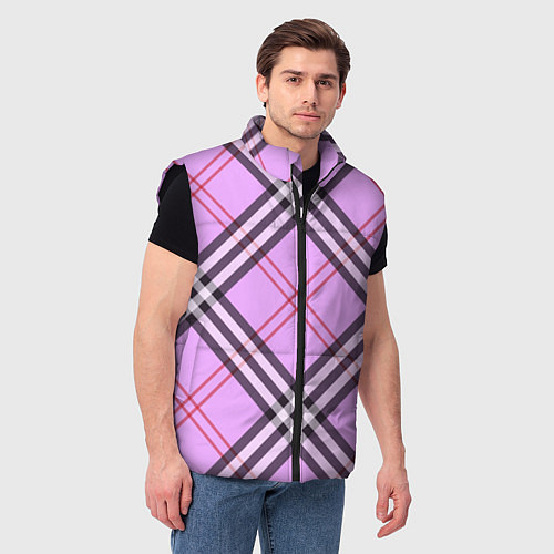 Мужской жилет Стильная клетка - крупно / 3D-Черный – фото 3