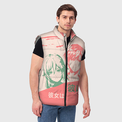 Мужской жилет Он и она - аниме / 3D-Светло-серый – фото 3