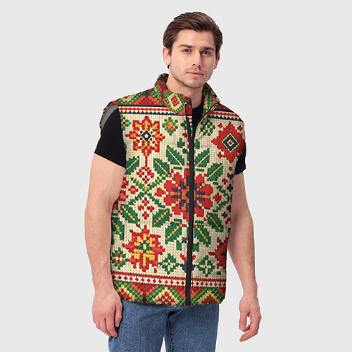 Мужской жилет Славянский узор и орнамент / 3D-Светло-серый – фото 3