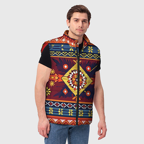 Мужской жилет Стиль советского ковра узоры и орнамент / 3D-Красный – фото 3
