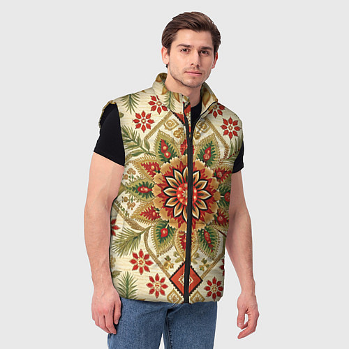 Мужской жилет Стиль советского ковра узоры и орнамент / 3D-Черный – фото 3