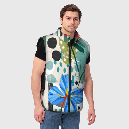 Мужской жилет Цветы горошек абстракция / 3D-Черный – фото 3