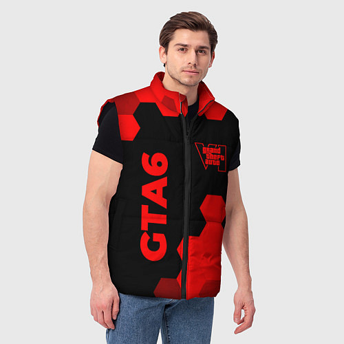 Мужской жилет GTA6 - red gradient вертикально / 3D-Черный – фото 3