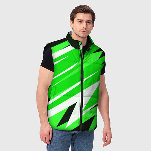 Мужской жилет Geometry stripes green / 3D-Черный – фото 3