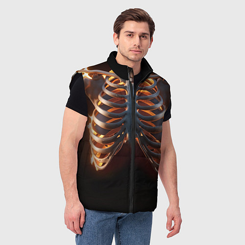 Мужской жилет Скелет человека в огне / 3D-Черный – фото 3