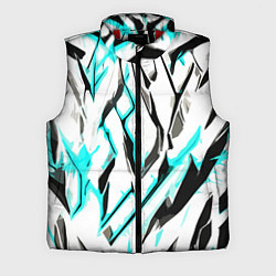Мужской жилет Чёрно-голубые агрессивные полосы на белом фоне, цвет: 3D-красный