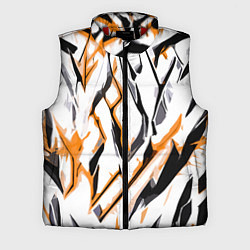 Мужской жилет Чёрно-жёлтые агрессивные полосы на белом фоне, цвет: 3D-красный