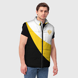 Мужской жилет Сокрушу пред ним врагов его малый желтый герб Нико, цвет: 3D-черный — фото 2