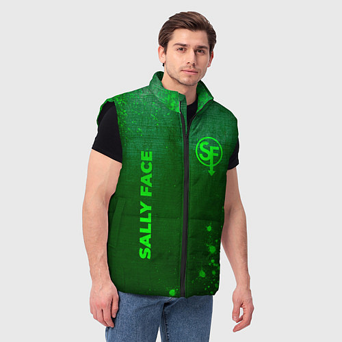 Мужской жилет Sally Face - green gradient вертикально / 3D-Черный – фото 3