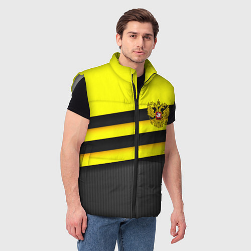 Мужской жилет Герб РФ геометрия линии / 3D-Светло-серый – фото 3