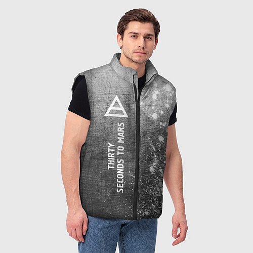 Мужской жилет Thirty Seconds to Mars - grey gradient по-вертикал / 3D-Черный – фото 3