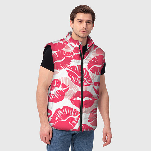 Мужской жилет Романтический отпечаток помады игривый макияж / 3D-Черный – фото 3