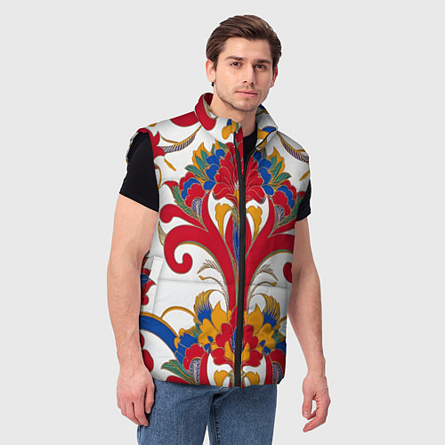 Мужской жилет Яркий алый узор / 3D-Черный – фото 3