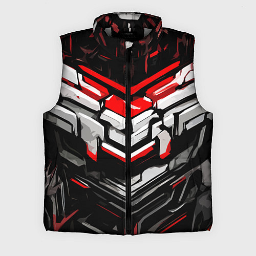 Мужской жилет Красно-белая агрессивная абстракция на чёрном фоне / 3D-Светло-серый – фото 1