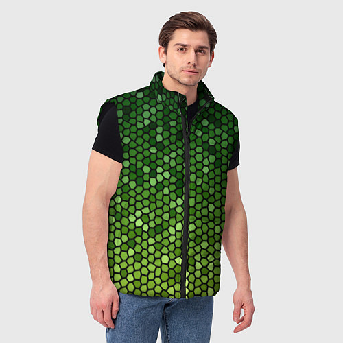 Мужской жилет Мозаика под зеленую змею / 3D-Черный – фото 3