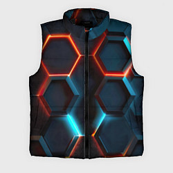 Мужской жилет Неоновые темно синие соты, цвет: 3D-черный
