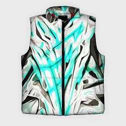 Мужской жилет Чёрно-голубая агрессивная абстракция на белом фоне, цвет: 3D-красный