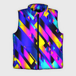 Мужской жилет Неоновая геометрия плитка, цвет: 3D-черный