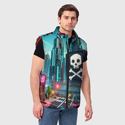Мужской жилет Minecraft district with skull - ai art fantasy, цвет: 3D-красный — фото 2