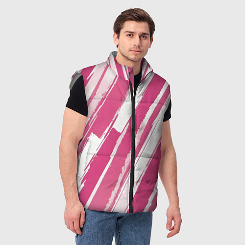 Мужской жилет Розовые полосы / 3D-Светло-серый – фото 3