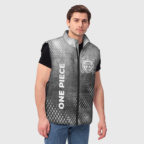 Мужской жилет One Piece - grey gradient вертикально / 3D-Черный – фото 3