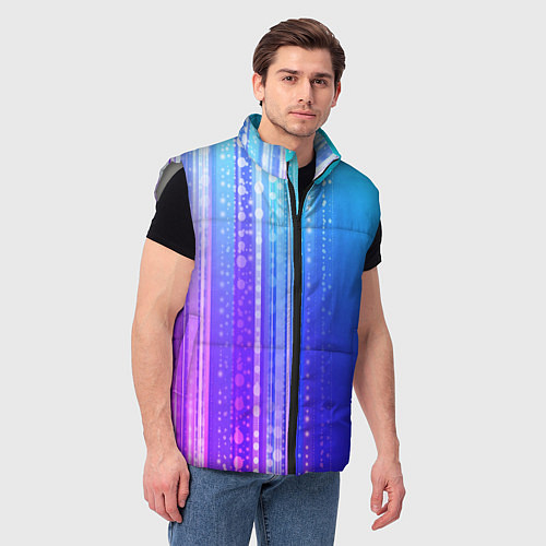 Мужской жилет Неоновая абстракция полосы / 3D-Светло-серый – фото 3