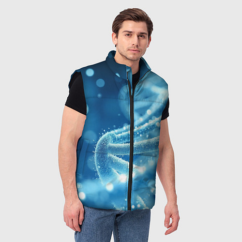 Мужской жилет Днк в синем свечении / 3D-Черный – фото 3