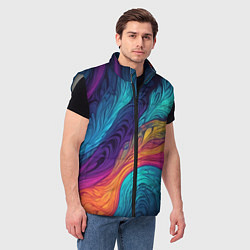 Мужской жилет Перья эбру абстракция, цвет: 3D-светло-серый — фото 2