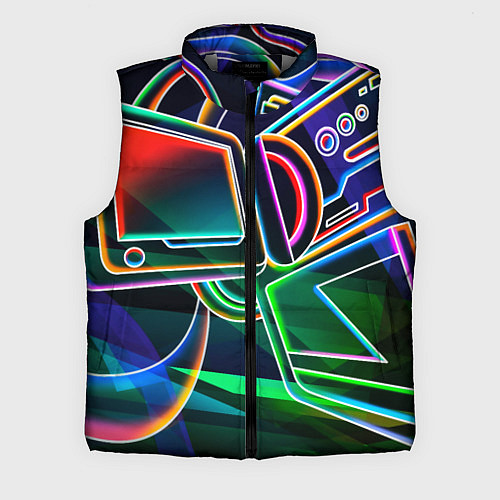 Мужской жилет Неоновая психоделика геймер / 3D-Светло-серый – фото 1