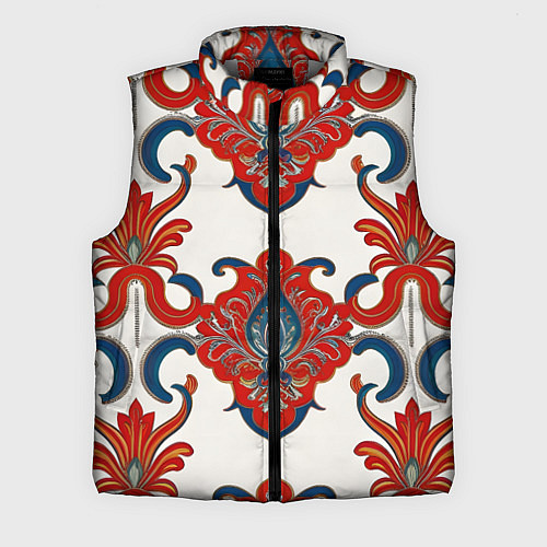 Мужской жилет Узор красно-синий на белом фоне / 3D-Светло-серый – фото 1