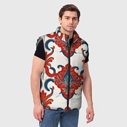Мужской жилет Узор красно-синий на белом фоне, цвет: 3D-светло-серый — фото 2