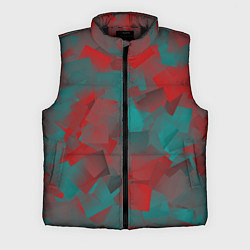 Мужской жилет Зелено-красный калейдоскоп, цвет: 3D-черный