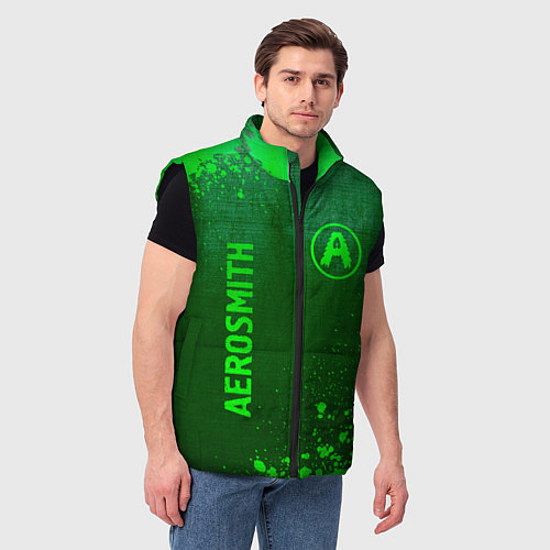 Мужской жилет Aerosmith - green gradient вертикально / 3D-Черный – фото 3