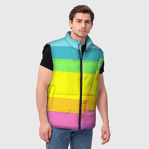 Мужской жилет Разноцветные полосы / 3D-Черный – фото 3