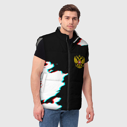 Мужской жилет Герб глитч краски / 3D-Светло-серый – фото 3