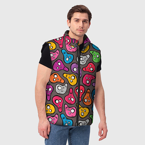 Мужской жилет Забавные цветные черепа / 3D-Черный – фото 3