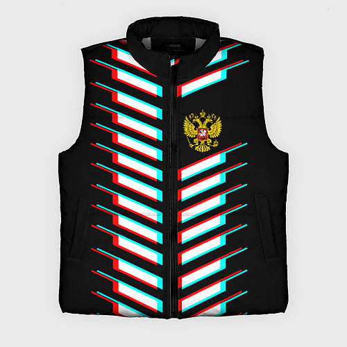 Мужской жилет Герб РФ глитч геометрия / 3D-Светло-серый – фото 1