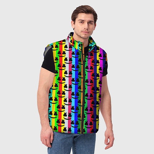 Мужской жилет Marshmello радуга / 3D-Светло-серый – фото 3