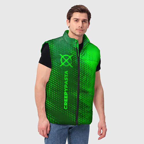 Мужской жилет CreepyPasta - green gradient по-вертикали / 3D-Черный – фото 3