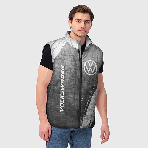 Мужской жилет Volkswagen - grey gradient вертикально / 3D-Черный – фото 3
