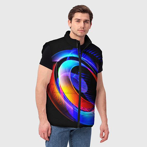 Мужской жилет Оптические иллюзии волны / 3D-Черный – фото 3