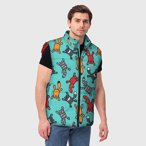 Мужской жилет Цветные котики паттерн / 3D-Красный – фото 3