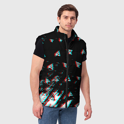Мужской жилет Linkin park glitch patern / 3D-Черный – фото 3