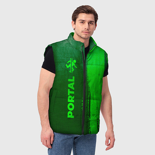 Мужской жилет Portal - green gradient по-вертикали / 3D-Черный – фото 3