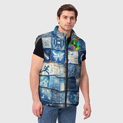 Мужской жилет Пэчворк с игровыми значками, цвет: 3D-светло-серый — фото 2