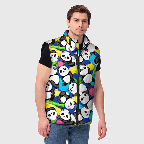 Мужской жилет Панды цветной паттерн / 3D-Черный – фото 3